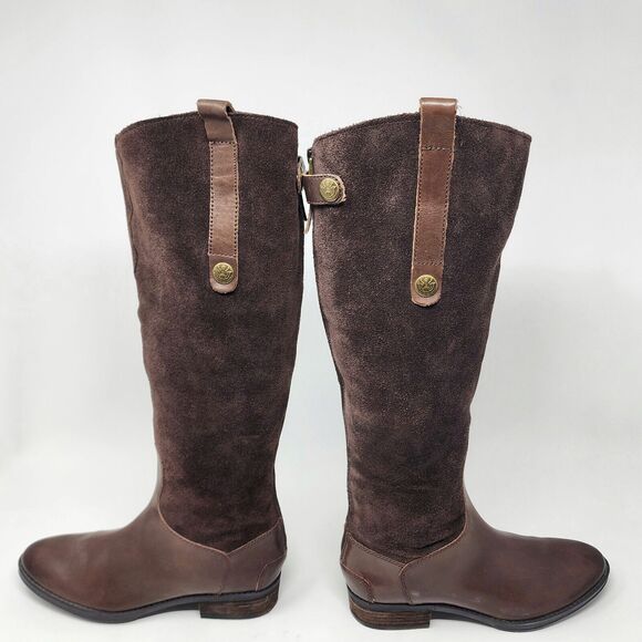 Sam Edelman Riding Boots Women 6M Pembrooke Brown Leather & Suede Full Zip - Picture 7 of 14